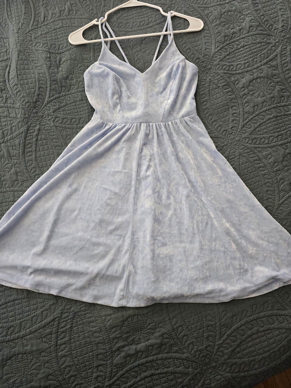 Wild Fable Blue Velvet Criss-Cross Back Slip Dress - Size Medium - Picture 6 of 6